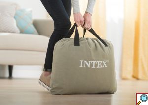 INTEX Φουσκωτό Υπέρδιπλο Βελουτέ Στρώμα Ύπνου με Εσωτερική Αντλία 152x203x33cm