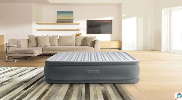 INTEX Φουσκωτό Μονό Βελουτέ Στρώμα Ύπνου με Εσωτερική Αντλία 99x191x46cm