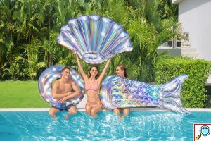 Φουσκωτό Στρώμα Θαλάσσης - Πισίνας Ιριδίζουσα Ουρά Γοργόνας 193x101cm