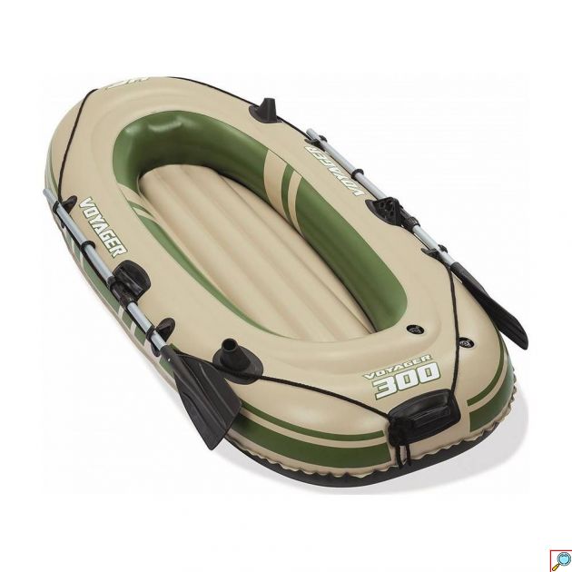 Φουσκωτή Βάρκα 2 Ατόμων με Κουπιά 102x243cm σε Καφέ - Πράσινο Χρώμα Voyager 300 Bestway