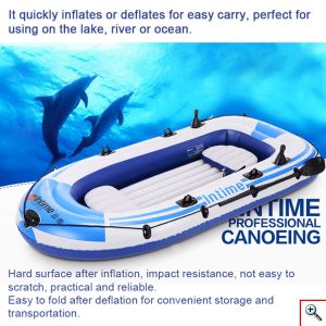 Intime® Φουσκωτή Βάρκα 4 Ατόμων SET με Κουπιά - Τρόμπα & Θήκες Καλαμιών 272x152cm
