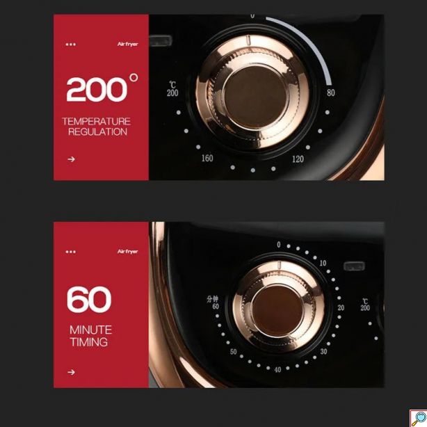 DSP Iσχυρή Φριτέζα Αέρος 1200W με Αποσπώμενο Κάδο 3.5lt και Ρυθμιζόμενο Θερμοστάτη - Air Fryer Μαύρη