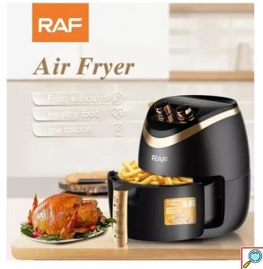 Φριτέζα Αέρος με Χωρητικότητα 5.8L Air fryer 1500W και Τεχνολογία Κυκλοφορίας Αέρα 360° για Υγιεινό Μαγείρεμα Χωρίς Λάδι RAF Μαύρο - Χρυσό