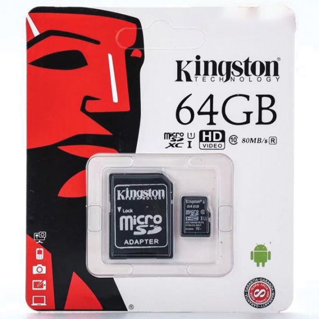 Κάρτα Μνήμης Kingston MICROSDXC 64GB CLASS 10 και Αντάπτορας SD Plus U1 80MB/s