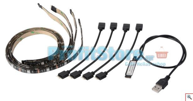 Πλήρες Κιτ Κρυφού Φωτισμού RGB Με USB 4x50cm με Τηλεχειριστήριο για Τηλεοράσεις και Υπολογιστές 