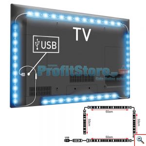 Πλήρες Κιτ Κρυφού Φωτισμού RGB Με USB 4x50cm με Τηλεχειριστήριο για Τηλεοράσεις και Υπολογιστές