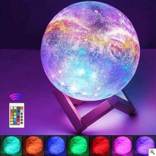 Galaxy Light USB Φωτιστικό Γαλαξίας - Πλανήτης 15εκ RGB LED 16 Χρωμάτων με Ξύλινη Βάση & Χειριστήριο