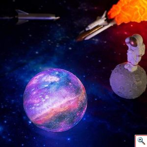 Galaxy Light USB Φωτιστικό Γαλαξίας - Πλανήτης 15εκ RGB LED 16 Χρωμάτων με Ξύλινη Βάση & Χειριστήριο