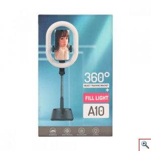 Φωτογραφικό Φωτιστικό Δαχτυλίδι LED 23,5cm με Περιστρεφόμενη Βάση Κινητού 360ᵒ Ανίχνευσης Προσώπου A10