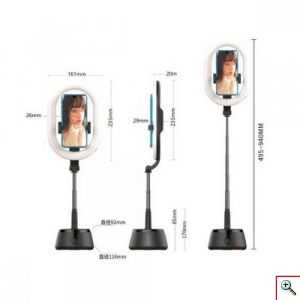 Φωτογραφικό Φωτιστικό Δαχτυλίδι LED 23,5cm με Περιστρεφόμενη Βάση Κινητού 360ᵒ Ανίχνευσης Προσώπου A10