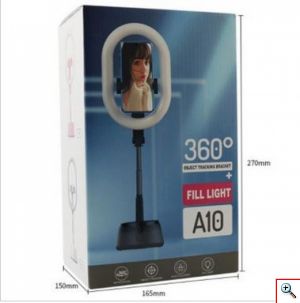 Φωτογραφικό Φωτιστικό Δαχτυλίδι LED 23,5cm με Περιστρεφόμενη Βάση Κινητού 360ᵒ Ανίχνευσης Προσώπου A10