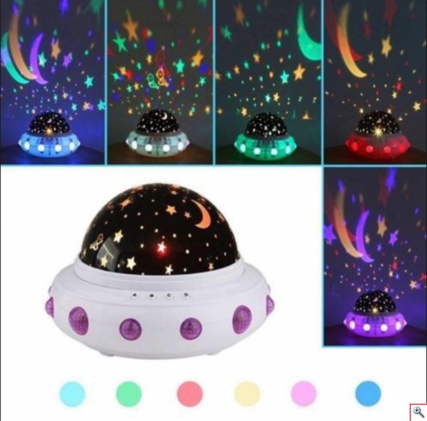 Παιδικό Φωτιστικό σε Σχήμα Διαστημόπλοιο με Περιστροφή - Dream Rotating Projection Lamp 