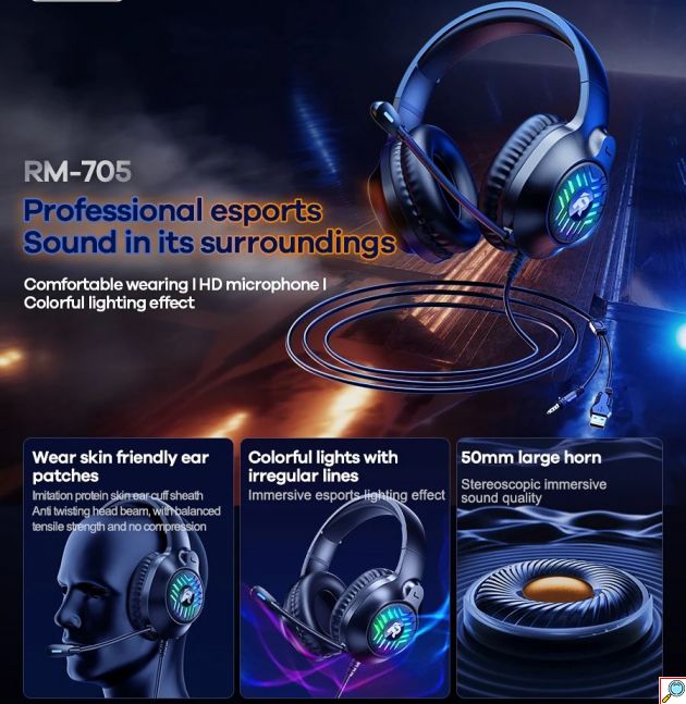 Gaming Headset με Φωτισμό RGB & Μικρόφωνο - Ιδανικό για PC & Κονσόλες - Remax