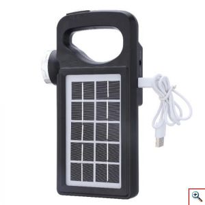 Ηλιακός Φακός - Φωτιστικό - Φορτιστής USB, microUSB 1500mAH - Solar Panel Powerbank 