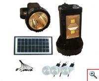 Ηλιακό Πακέτο Φωτισμού με Πλήρες Panel Διπλό Φακό Μπαταρία με Θύρα USB + 3 Λάμπες Led GD-8045-OEM
