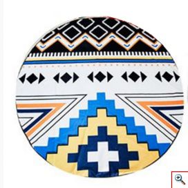 Πετσέτα Στρογγυλή Θαλάσσης Microfiber με Γεωμετρικά Σχέδια 150cm