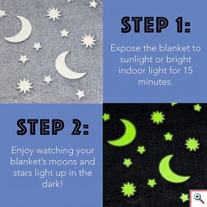 Παιδική Fleece Κουβέρτα με Λαμπερά Σχέδια-Children's Glow Blanket Γκρι