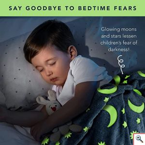 Παιδική Fleece Κουβέρτα με Λαμπερά Σχέδια-Children's Glow Blanket Γκρι
