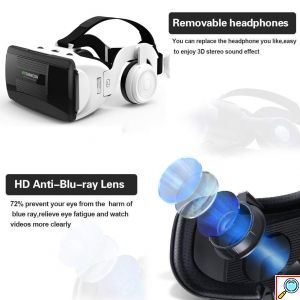 3D VR Headset Ρυθμιζόμενα Γυαλιά Εικονικής Πραγματικότητας με Ακουστικά Shinecon για Smartphone Κινητά 4.7 έως 6 Ίντσες
