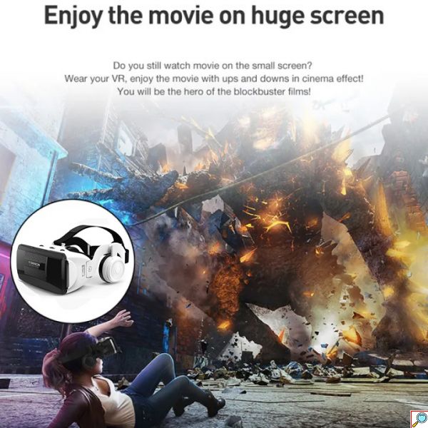 3D VR Headset Ρυθμιζόμενα Γυαλιά Εικονικής Πραγματικότητας με Ακουστικά Shinecon για Smartphone Κινητά 4.7 έως 6 Ίντσες