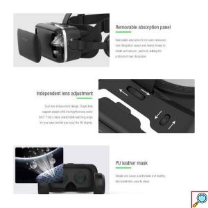 3D VR Headset Ρυθμιζόμενα Γυαλιά Εικονικής Πραγματικότητας με Ενσωματωμένα Ακουστικά Shinecon για Smartphone Κινητά 4.7 έως 6 Ίντσες