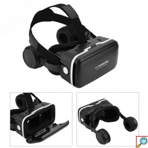 3D VR Headset Ρυθμιζόμενα Γυαλιά Εικονικής Πραγματικότητας με Ενσωματωμένα Ακουστικά Shinecon για Smartphone Κινητά 4.7 έως 6 Ίντσες