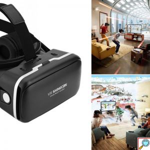 3D VR Headset Ρυθμιζόμενα Γυαλιά Εικονικής Πραγματικότητας με Ενσωματωμένα Ακουστικά Shinecon για Smartphone Κινητά 4.7 έως 6 Ίντσες