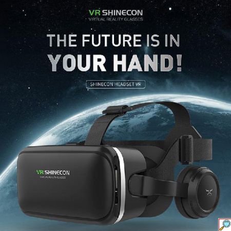3D VR Headset Ρυθμιζόμενα Γυαλιά Εικονικής Πραγματικότητας με Ενσωματωμένα Ακουστικά Shinecon για Smartphone Κινητά 4.7 έως 6 Ίντσες