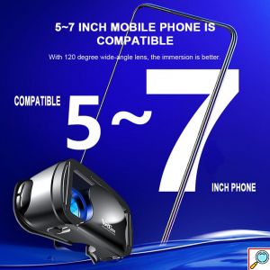 3D VRG Pro Headset Ρυθμιζόμενα Γυαλιά Εικονικής Πραγματικότητας με Ενσωματωμένα Ανασυρόμενα Ακουστικά για Smartphone Κινητά 5 έως 7 Ιντσών