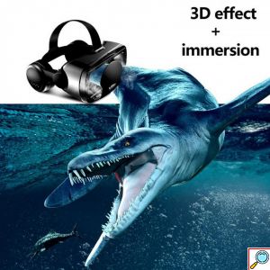 3D VRG Pro Headset Ρυθμιζόμενα Γυαλιά Εικονικής Πραγματικότητας με Ενσωματωμένα Ανασυρόμενα Ακουστικά για Smartphone Κινητά 5 έως 7 Ιντσών