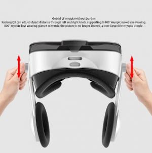 ANDOWL 3D VRG Pro Headset Ρυθμιζόμενα Γυαλιά Εικονικής Πραγματικότητας με Ενσωματωμένα Ανασυρόμενα Ακουστικά και Τηλεχειριστήριο