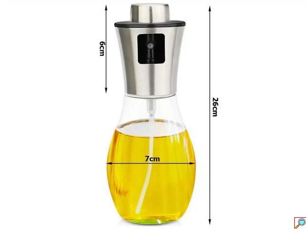 Γυάλινο Δοχείο Σπρέι Λαδιού Χωρητικότητας 7x7x26 cm 200ml 