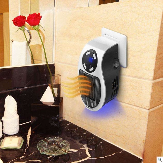 Μίνι Σόμπα Πρίζας - Αερόθερμο 500Watt με Τηλεχειριστήριο, Θερμοστάτη, Χρονοδιακόπτη, Ρυθμιζόμενη Πρίζα & Οθόνη οικονομική