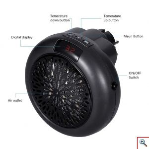 Νέα Μίνι Σόμπα Πρίζας - Αερόθερμο 900Watt με Θερμοστάτη & Χρονοδιακόπτη