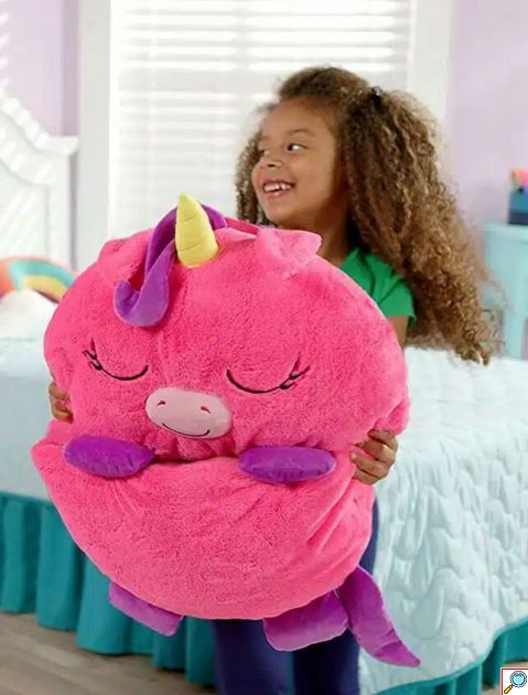 Happy Nappers Λούτρινος Παιδικός Υπνόσακος , Μαξιλάρι - Αρκουδάκι - Μονόκερος Ροζ