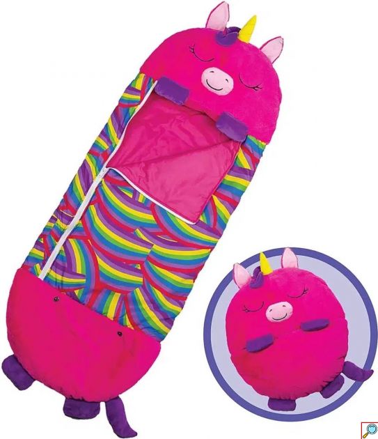 Happy Nappers Λούτρινος Παιδικός Υπνόσακος , Μαξιλάρι - Αρκουδάκι - Μονόκερος Ροζ