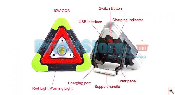 Επαναφορτιζόμενος Φακός Εργασίας - Φωτιστικό Ασφαλείας - Powerbank - COB LED 500 Lumens - Τρίγωνο Αυτοκινήτου HB-6609