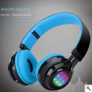 Ασύρματα & Ενσύρματα On-Ear Ακουστικά LED Bluetooth με Aux, SD/TF, FM Radio & Μικρόφωνο - Foldable Wireless Headphones 