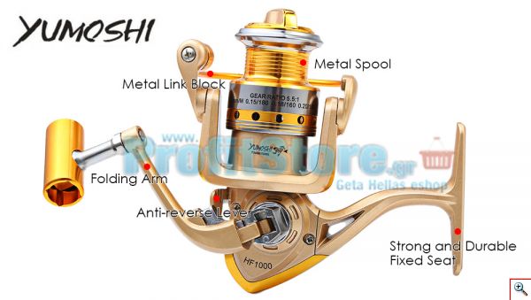 Μηχανισμός για Καλάμι Ψαρέματος με 12 Ρουλεμάν & Οδηγό Πετονιάς Yumoshi HF-7000