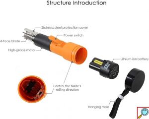 Inox Επαγγελματικός Ηλεκτρικός Φορητός Απολεπιστής Ψαριών 2 Ταχυτήτων Μπαταρίας 6000RPM Επαναφορτιζόμενος Ανοξείδωτος - Electric Fish Scraping 12V
