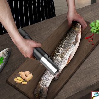 Inox Επαγγελματικός Ηλεκτρικός Φορητός Απολεπιστής Ψαριών 2 Ταχυτήτων Μπαταρίας 6000RPM Επαναφορτιζόμενος Ανοξείδωτος - Electric Fish Scraping 12V