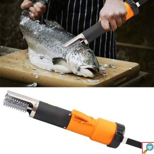 Inox Επαγγελματικός Ηλεκτρικός Φορητός Απολεπιστής Ψαριών 2 Ταχυτήτων Μπαταρίας 6000RPM Επαναφορτιζόμενος Ανοξείδωτος - Electric Fish Scraping 12V