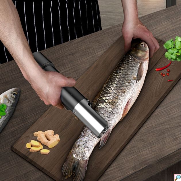 Inox Επαγγελματικός Ηλεκτρικός Φορητός Απολεπιστής Ψαριών 2 Ταχυτήτων Μπαταρίας 6000RPM Επαναφορτιζόμενος Ανοξείδωτος - Electric Fish Scraping 12V