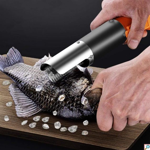 Inox Επαγγελματικός Ηλεκτρικός Φορητός Απολεπιστής Ψαριών 2 Ταχυτήτων Μπαταρίας 6000RPM Επαναφορτιζόμενος Ανοξείδωτος - Electric Fish Scraping 12V