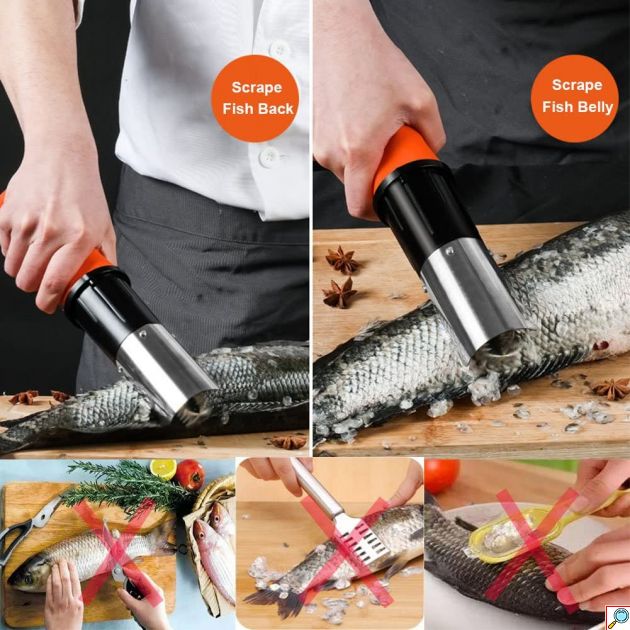 Inox Επαγγελματικός Ηλεκτρικός Φορητός Απολεπιστής Ψαριών 2 Ταχυτήτων Μπαταρίας 6000RPM Επαναφορτιζόμενος Ανοξείδωτος - Electric Fish Scraping 12V