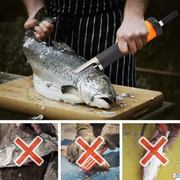 Inox Επαγγελματικός Ηλεκτρικός Φορητός Απολεπιστής Ψαριών 2 Ταχυτήτων Μπαταρίας 6000RPM Επαναφορτιζόμενος Ανοξείδωτος - Electric Fish Scraping 12V