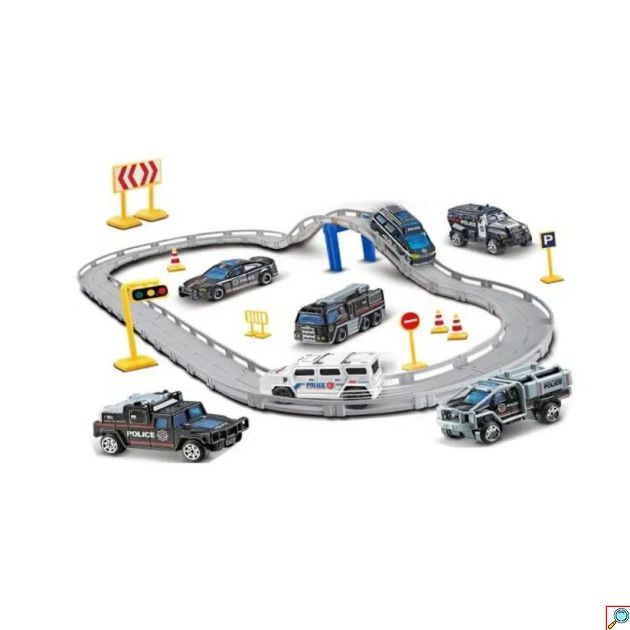Ηλεκτρικό Σετ Αυτοκινητοδρόμου με Αστυνομικά Οχήματα για 3+ Ετών 