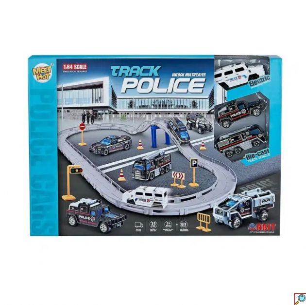 Ηλεκτρικό Σετ Αυτοκινητοδρόμου με Αστυνομικά Οχήματα για 3+ Ετών 