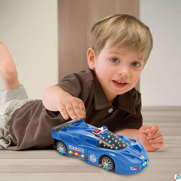 Ηλεκτροκίνητο Αυτοκινητάκι – Περιπολικό που Μεταμορφώνεται σε Μαχητικό Αεροσκάφος με Μουσική – Μπλε