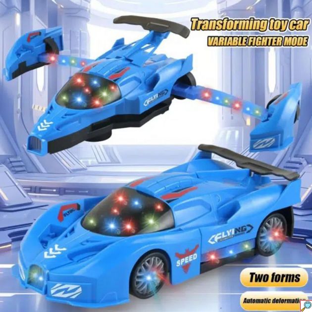 Ηλεκτροκίνητο Αυτοκινητάκι – Περιπολικό που Μεταμορφώνεται σε Μαχητικό Αεροσκάφος με Μουσική – Μπλε